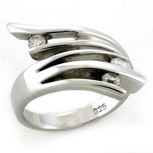 LOAS1170 - Rhodium 925 Sterling Silver Ring with Top Grade Crystal in Clear - Grocery