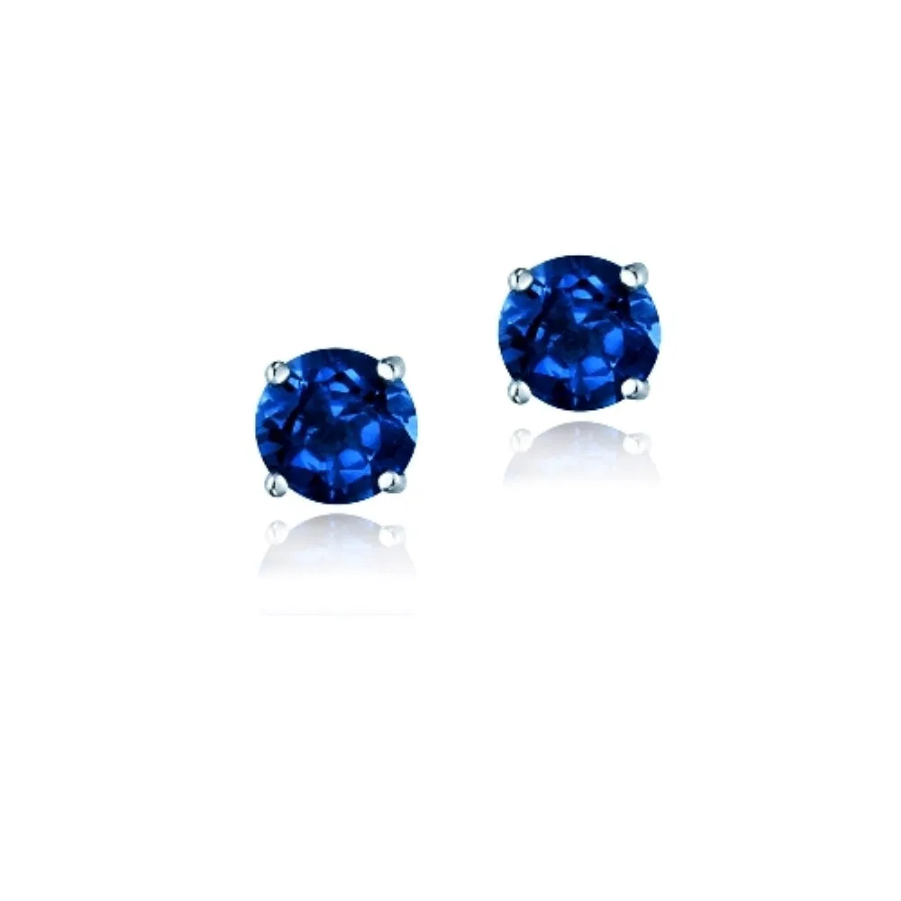 Sterling Silver .7ct Created Sapphire Stud Earrings, 4mm - Grocery