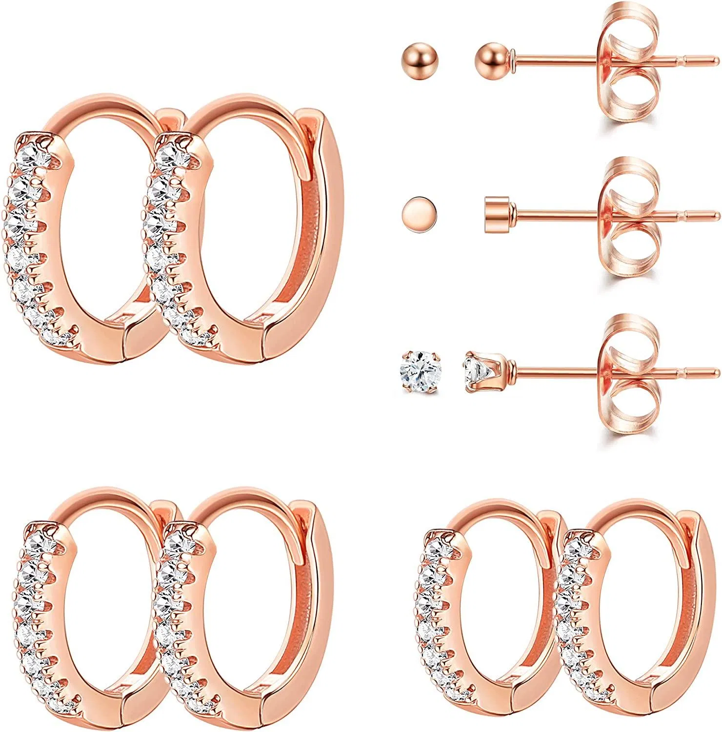6Pairs Small Hoop Earrings Set for Men Women Tiny Cartilage Earring Cubic Zirconia Huggie Earrings Mini Hoop Earrings Piercing 8mm 10mm 12mm - Grocery