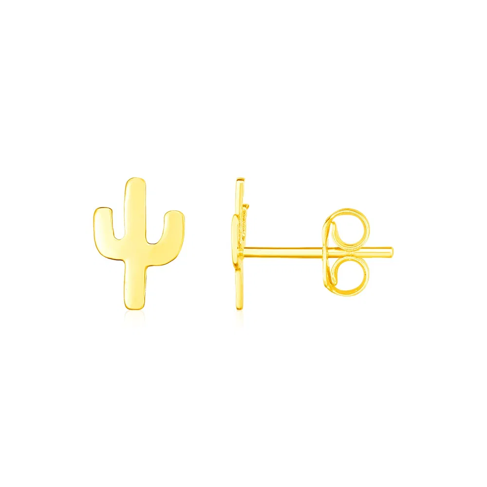 14K Yellow Gold Petite Cactus Earrings - Grocery