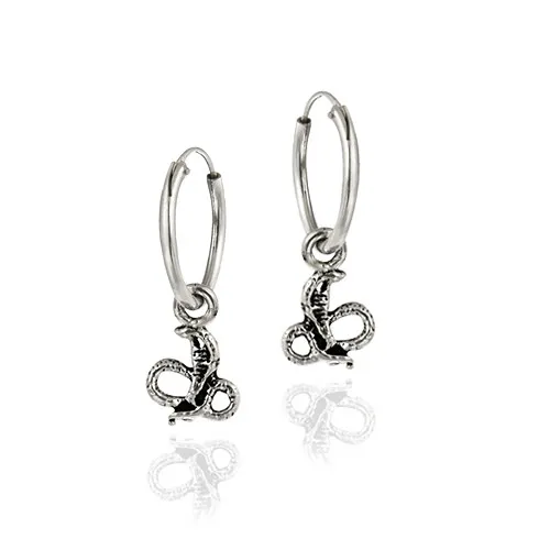 Sterling Silver Dangling Cobra Small Hoop Earrings - Grocery
