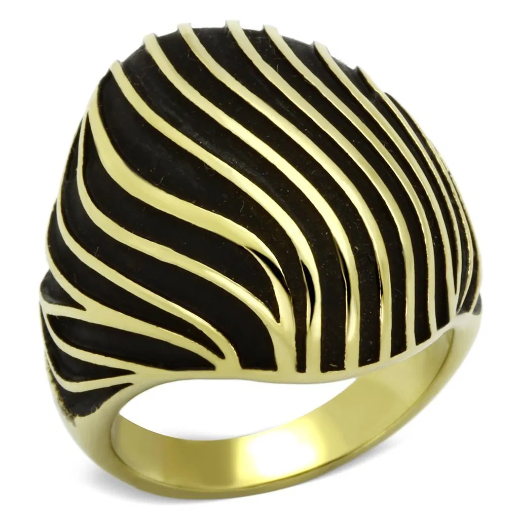 TK1037 - IP Gold(Ion Plating) Stainless Steel Ring with No Stone - Grocery