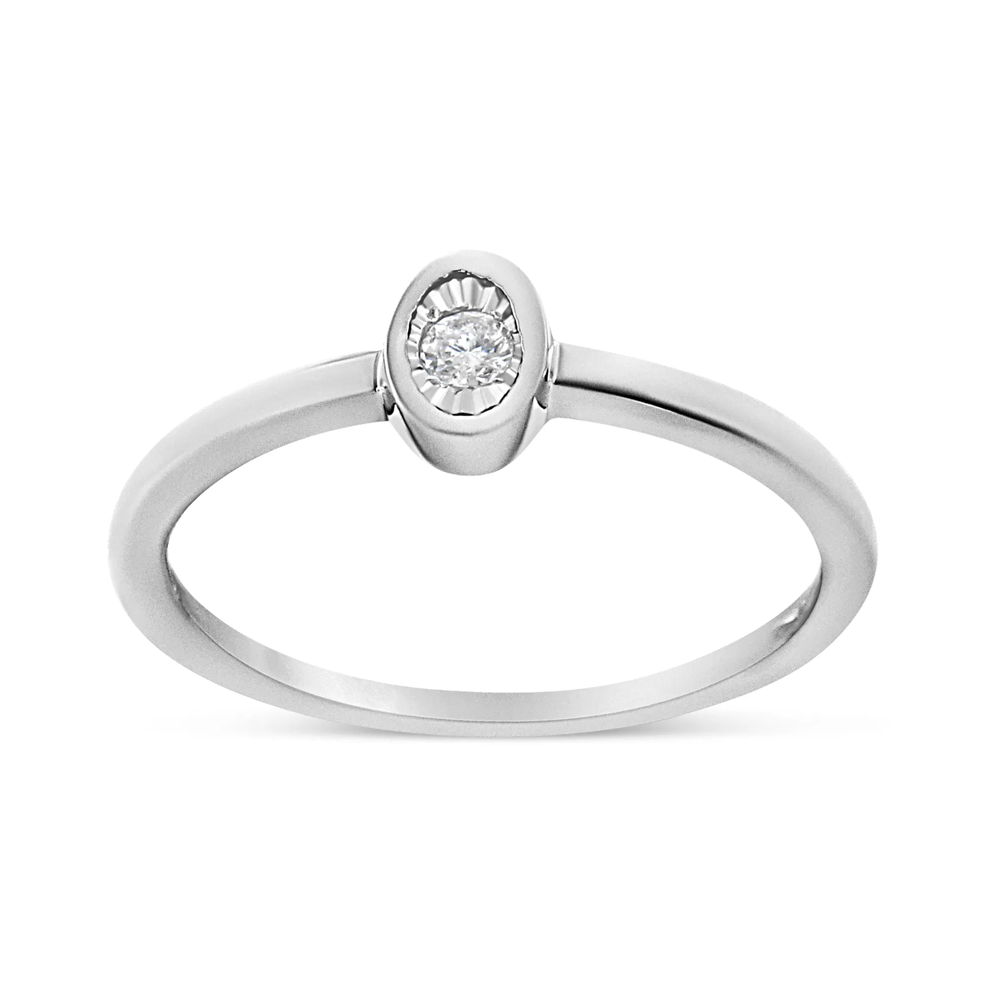 .925 Sterling Silver 1/20 Cttw Miracle Set Diamond Oval Shaped Promise Ring (J-K Color, I1-I2 Clarity) - Grocery