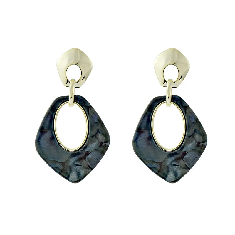 Acrylic Dangle Earrings Gold Plated Polygonal Drop Earrings for Women - Grocery