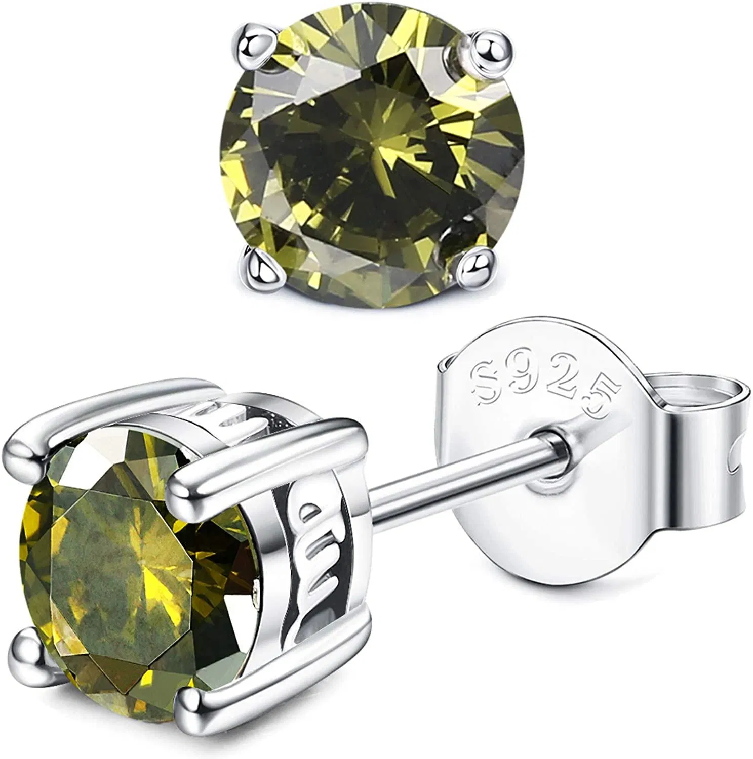 925 Sterling Silver Birthstone Earrings for Women Men Horoscope Hypoallergenic Stud Earrings - Grocery