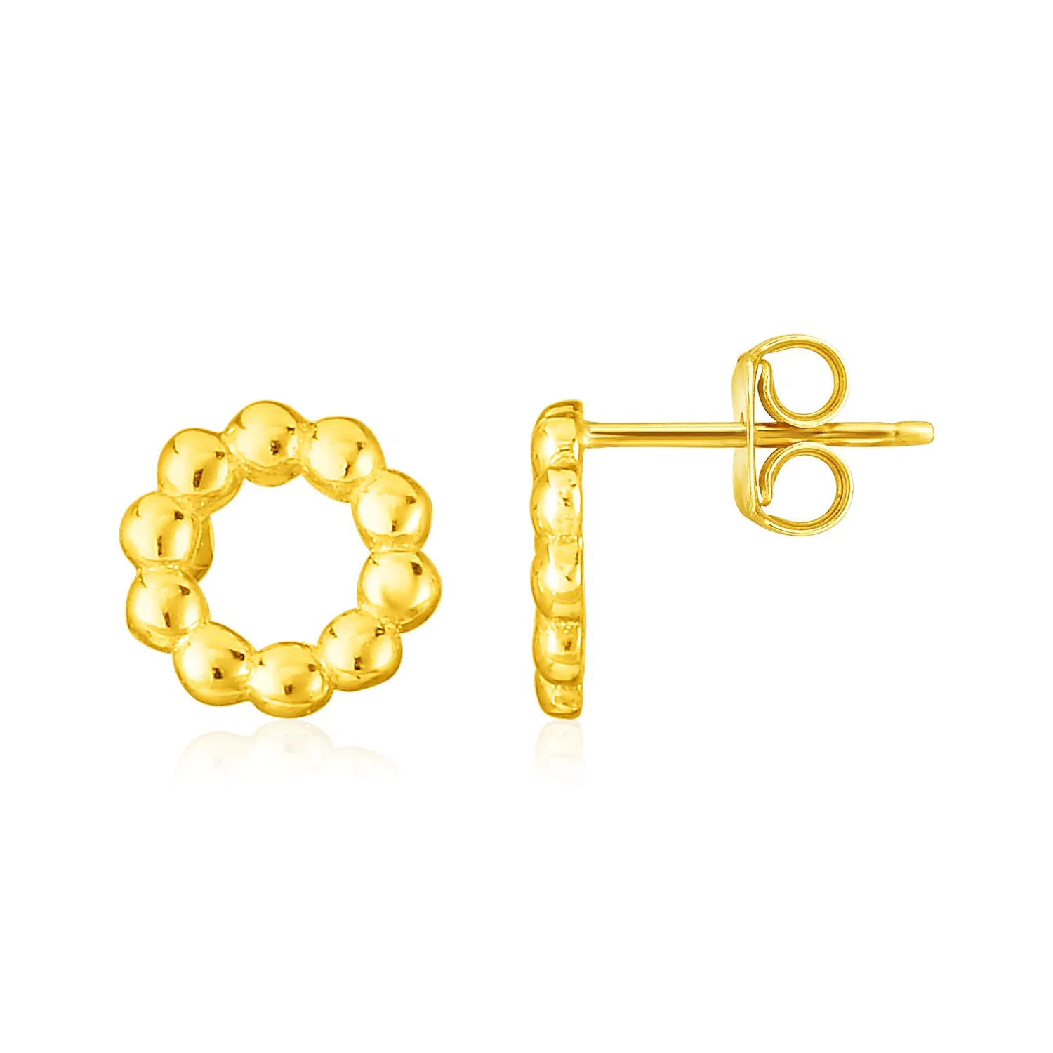 14K Yellow Gold Beaded Circle Earrings(6.8mm) - Grocery