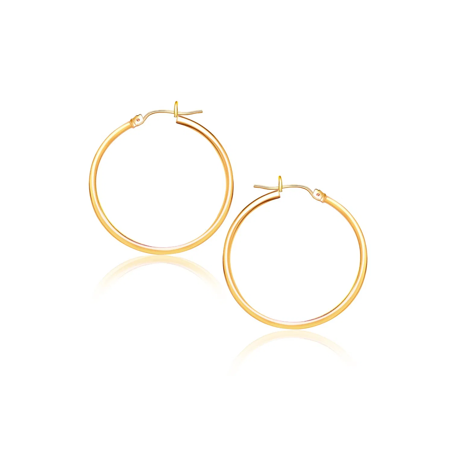 14k Yellow Gold Polished Hoop Earrings (2x40mm) - Grocery