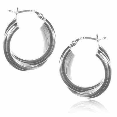 Sterling Silver Double Intertwined Hoop Earrings - Grocery