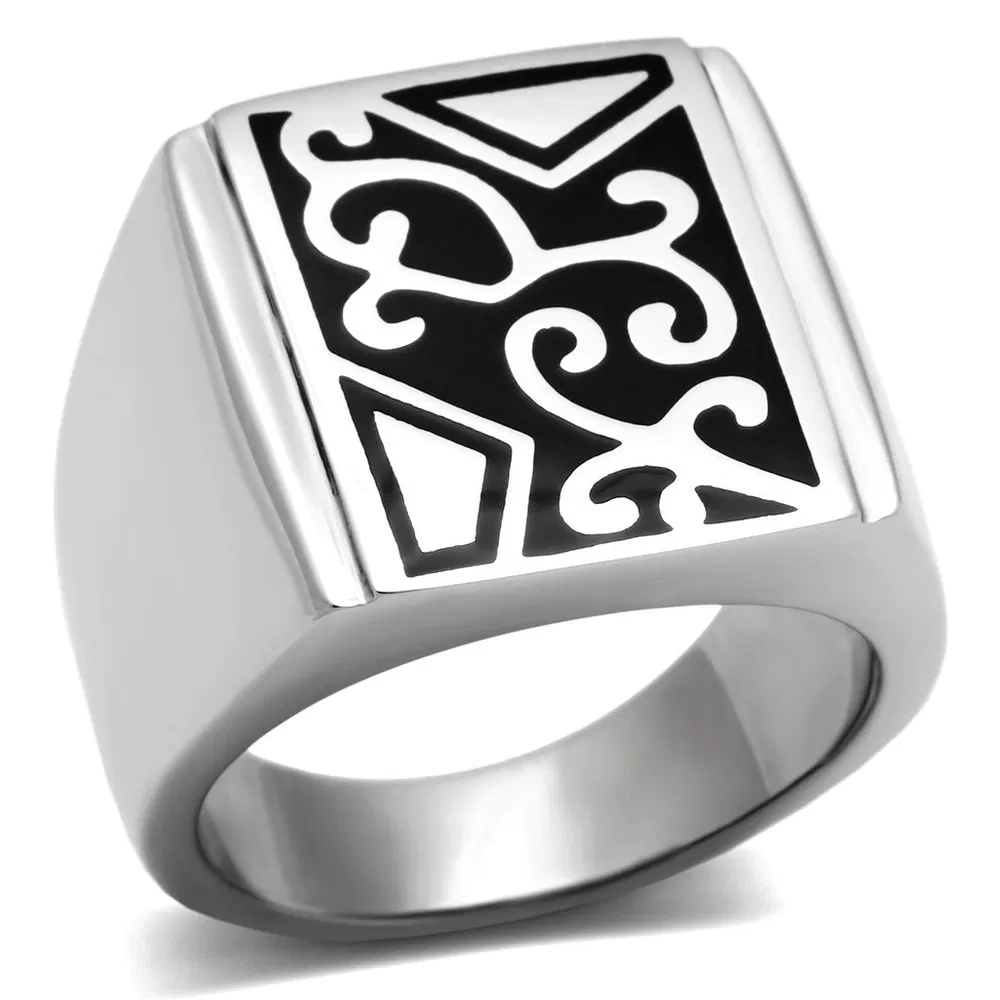 TK384 - High polished (no plating) Stainless Steel Ring with No Stone - Grocery