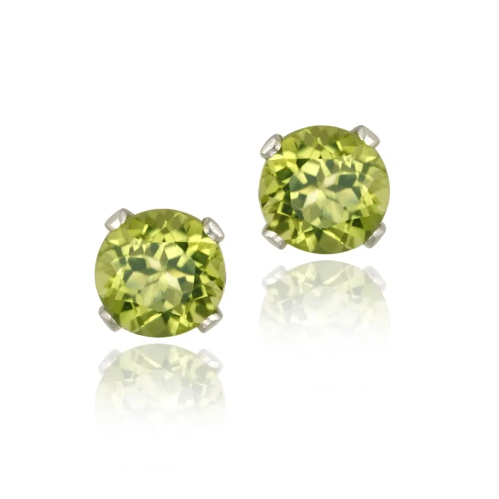Sterling Silver 1.1ct Peridot Stud Earrings, 5mm - Grocery