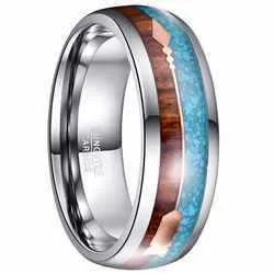 Men's Fully Polished Domed Turquoise Arrow Tungsten Ring - Grocery