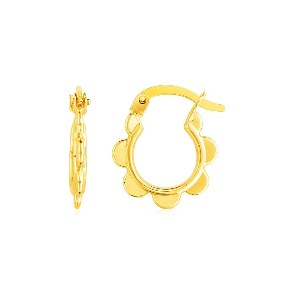 14k Yellow Gold Scalloped Hoop Earrings - Grocery