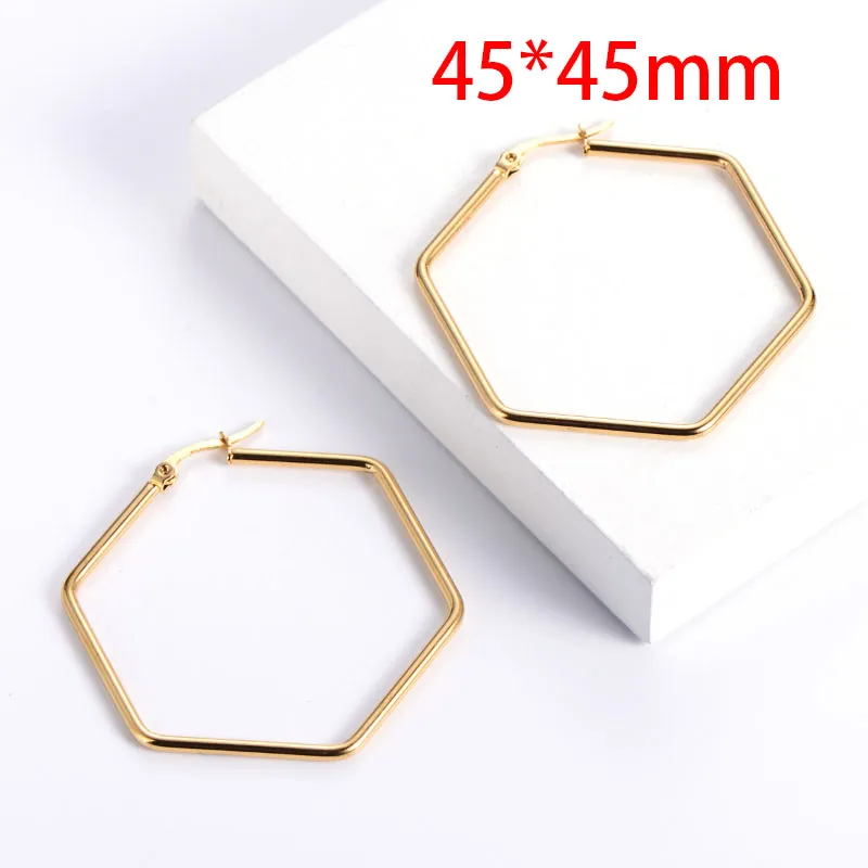 Hexagon Stainless Steel Simple Temperament Coil Earrings Ornament - Grocery