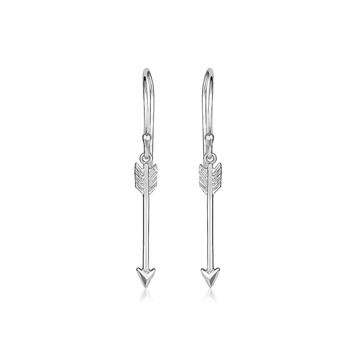 Sterling Silver Polished and Textured Arrow Earrings - Grocery