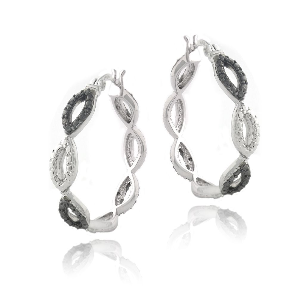 1/5ct Black Diamond Black & White Marquise Hoop Earrings - Grocery