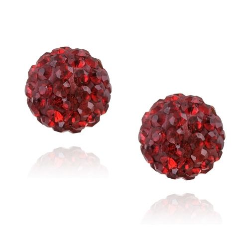 Sterling Silver Red Crystal Fireball Stud Earrings, 8mm - Grocery