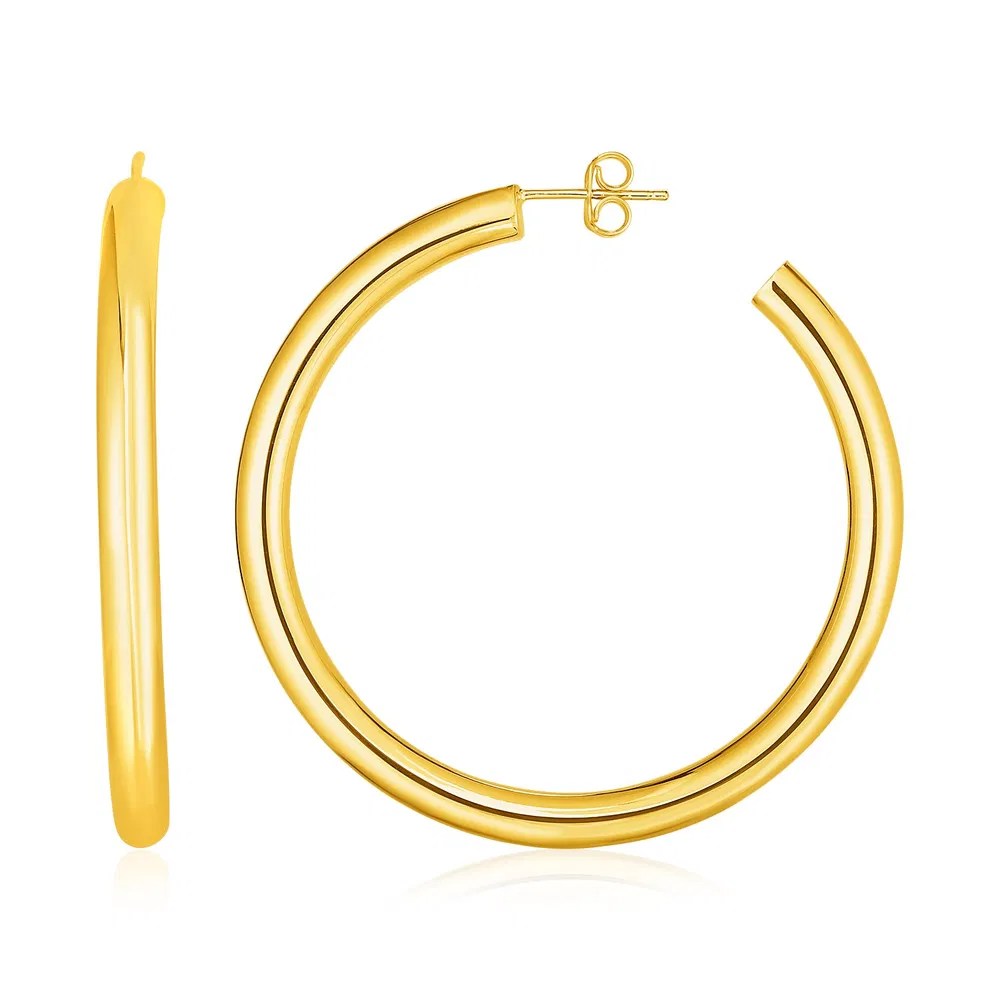 14k Yellow Gold Polished Hoop Earrings(4x40mm) - Grocery