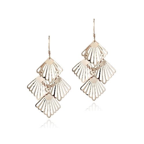 18K Rose Gold over Sterling Silver 4 Seashell Chandelier Earrings - Grocery
