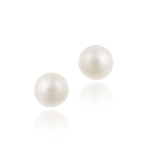 Sterling Silver Freshwater Cultured 8-8.5mm White Pearl Stud Earrings - Grocery
