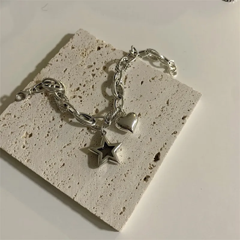 925 Sterling Silver Vintage Love Star Couple Bracelet - Grocery