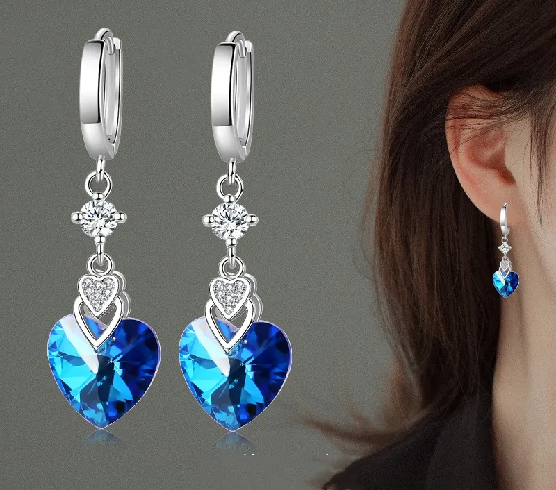 Heart Of The Sea Temperament Slim Back Anti-allergy Earrings - Grocery