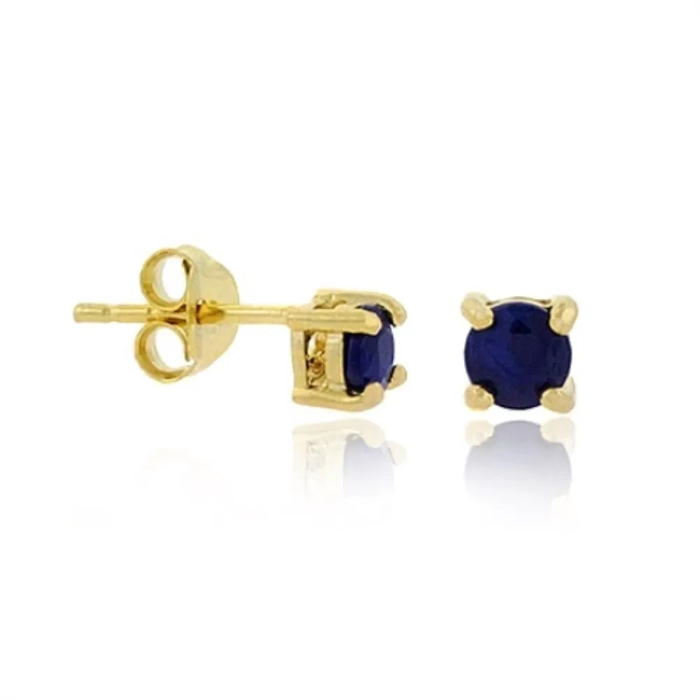 18K Gold over Sterling Silver Sapphire 4mm Round Stud Earrings - Grocery