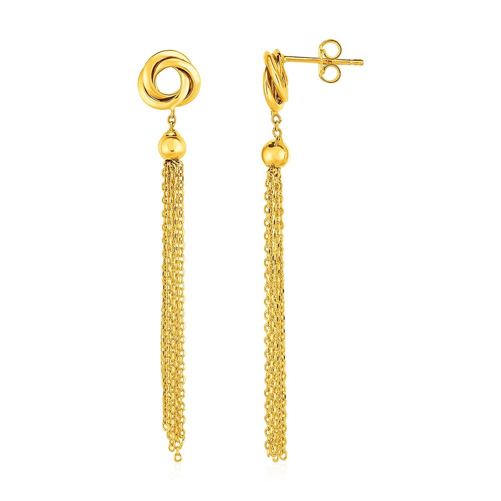 Earrings with Love Knots and Tassels in 14k Yellow Gold - Grocery