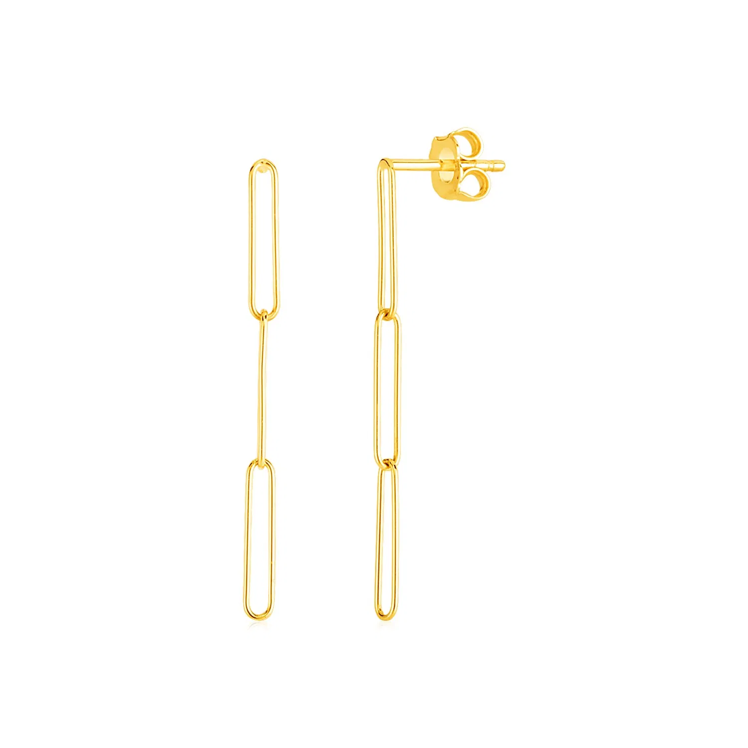 14k Yellow Gold Paperclip Chain Dangle Earrings - Grocery