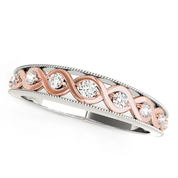 14k White And Rose Gold Infity Diamond Wedding Band (1/8 cttw) - Grocery