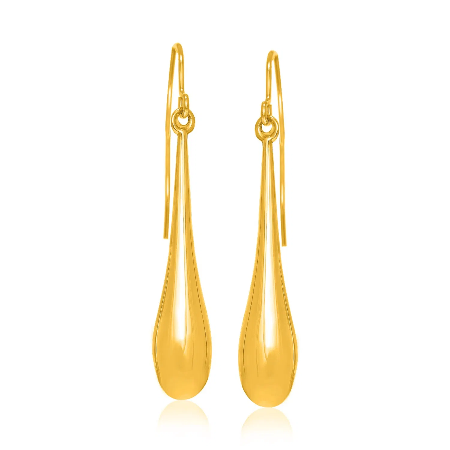 14k Yellow Gold Long Polished Teardrop Dangling Earrings - Grocery