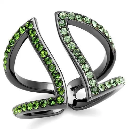 TK2694 - IP Light Black (IP Gun) Stainless Steel Ring with Top Grade Crystal in Multi Color - Grocery