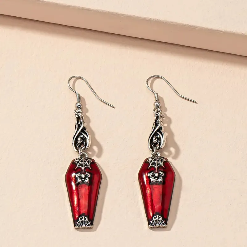 Halloween Earrings Ins Style Red Bat Spider Retro Earrings Jewelry - Grocery