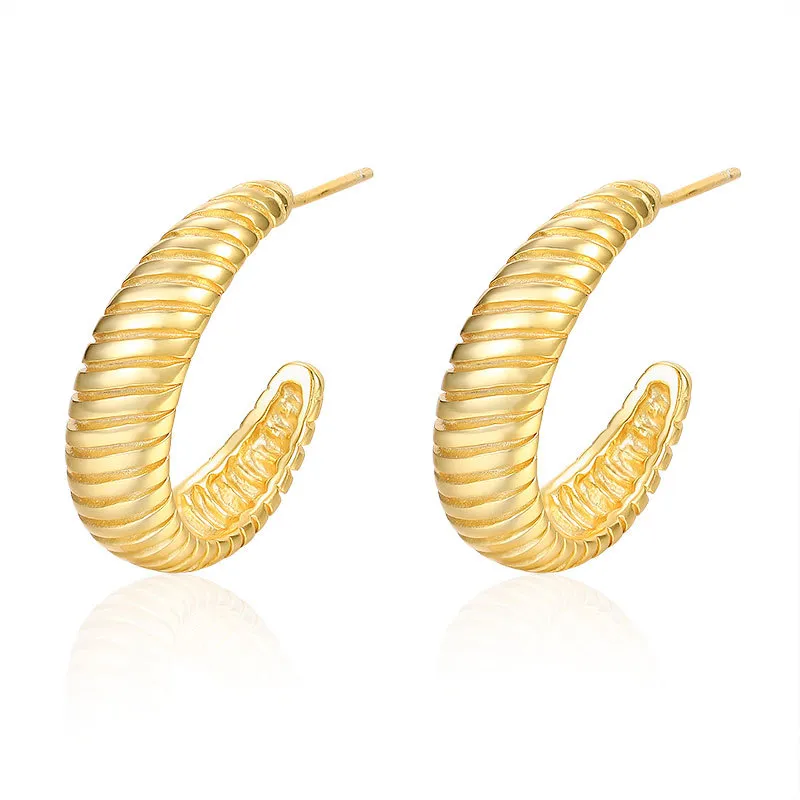 Vintage Gold Sterling Silver Hoop Earrings for Women Fashion Gift - Grocery