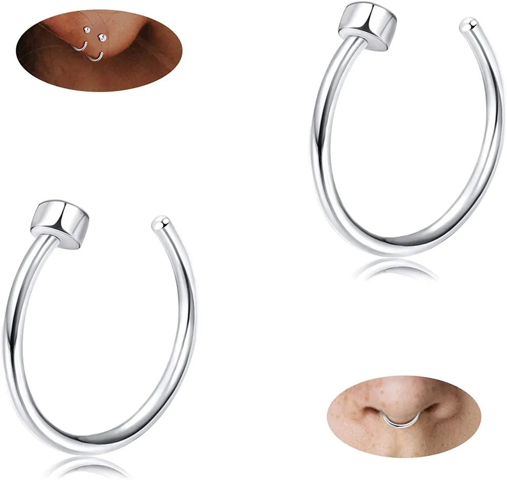 18G 925 Sterling Silver Half Hoop Earrings Small Huggie Hoop Earrings Minimalist CZ Bar Dot Open Earrings for Women Men 8mm - Grocery
