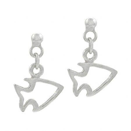 Sterling Silver Fish Silhouette Small Dangle Earrings - Grocery