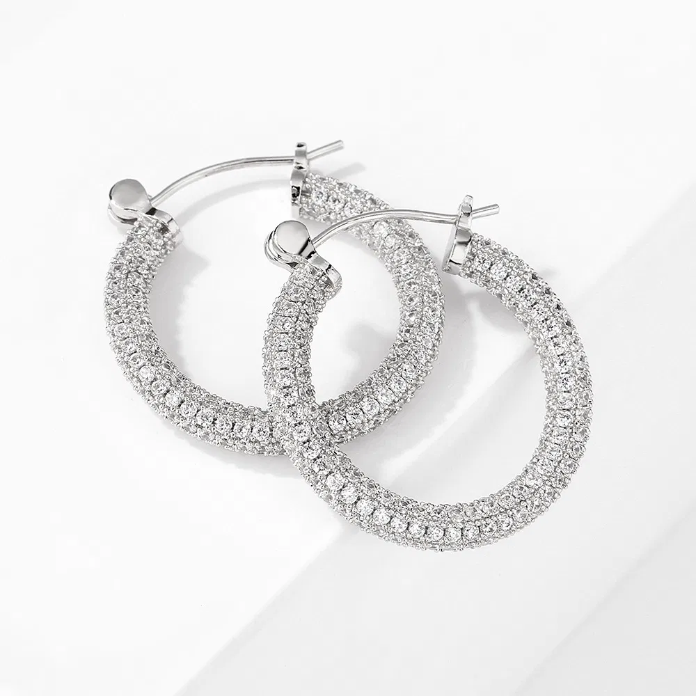 Earrings Femininity Full Of Zircon Hoop Earrings - Grocery