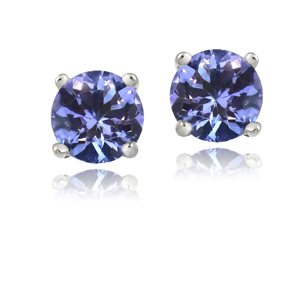 Sterling Silver 1ct Tanzanite Round 5mm Stud Earrings - Grocery