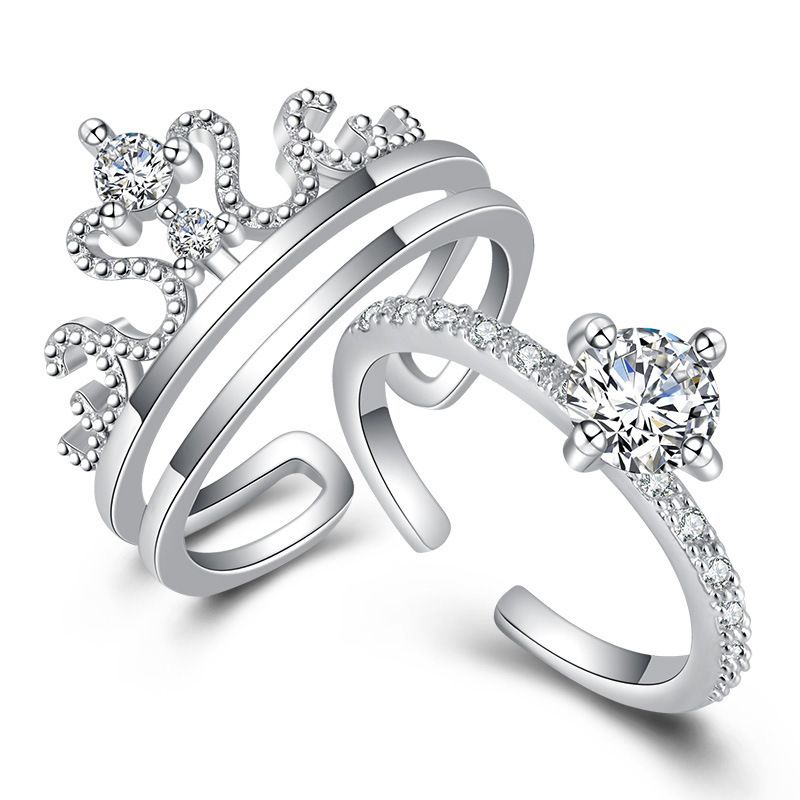 Fashion Heart Ring Women's Three In One Silver - Grocery