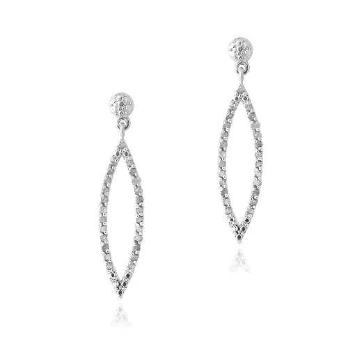 Silver Tone 1/2ct Diamond Open Marquise Dangle Earrings - Grocery