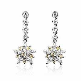 Sterling Silver Yellow & Clear CZ Flower Dangle Earrings - Grocery