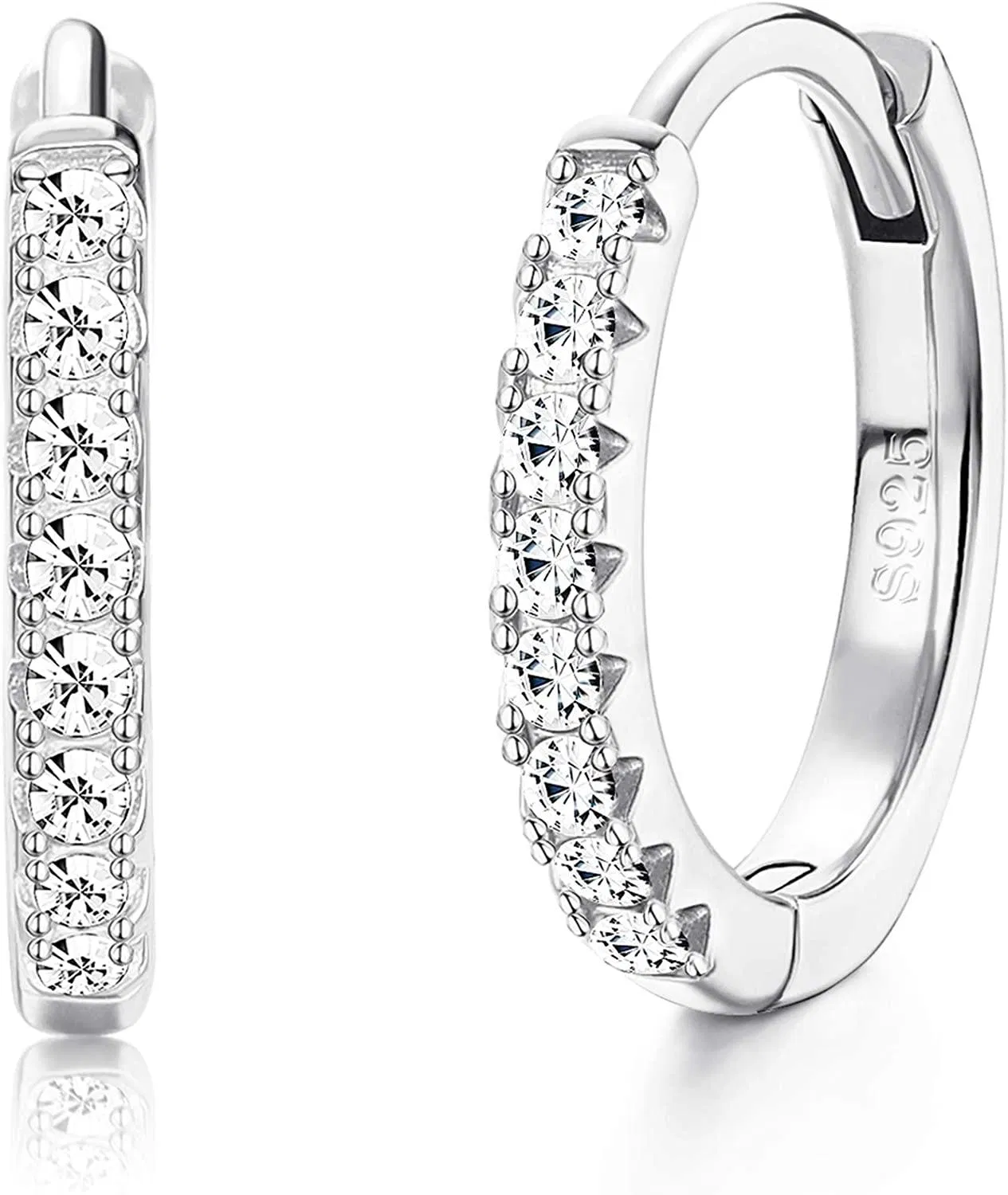 Hoops Earrings for Women Huggie Hinged Earrings with AAA Cubic Zirconia Cuff Earrings Diameter 12.5mm Hypoallergenic Small Sleeper Hoops - Grocery