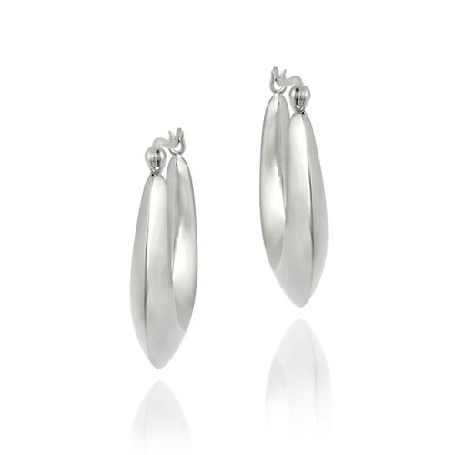 Sterling Silver Long Hoop Earrings - Grocery