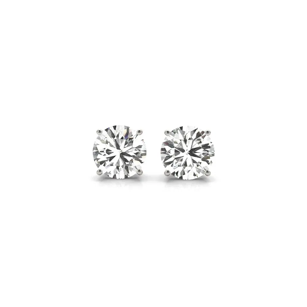 2 cttw Certified IGI Lab Grown Round Diamond Stud Earrings 14k White Gold (G/VS2) - Grocery