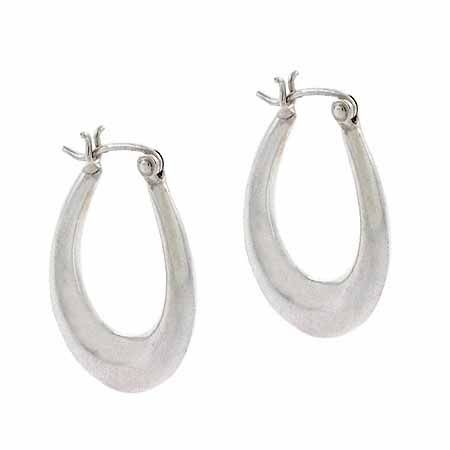 Sterling Silver Vintage Puffed Oval Earrings - Grocery