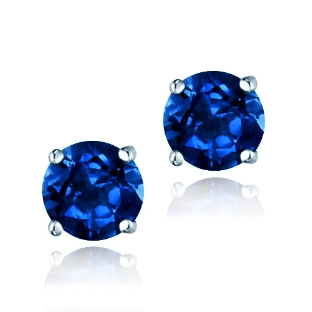 Sterling Silver 2.1ct Created Sapphire Stud Earrings, 6mm - Grocery