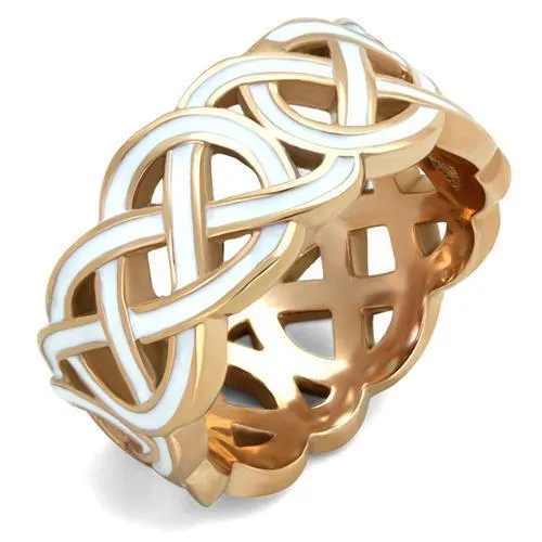 TK2159 - IP Rose Gold(Ion Plating) Stainless Steel Ring with Epoxy in White - Grocery