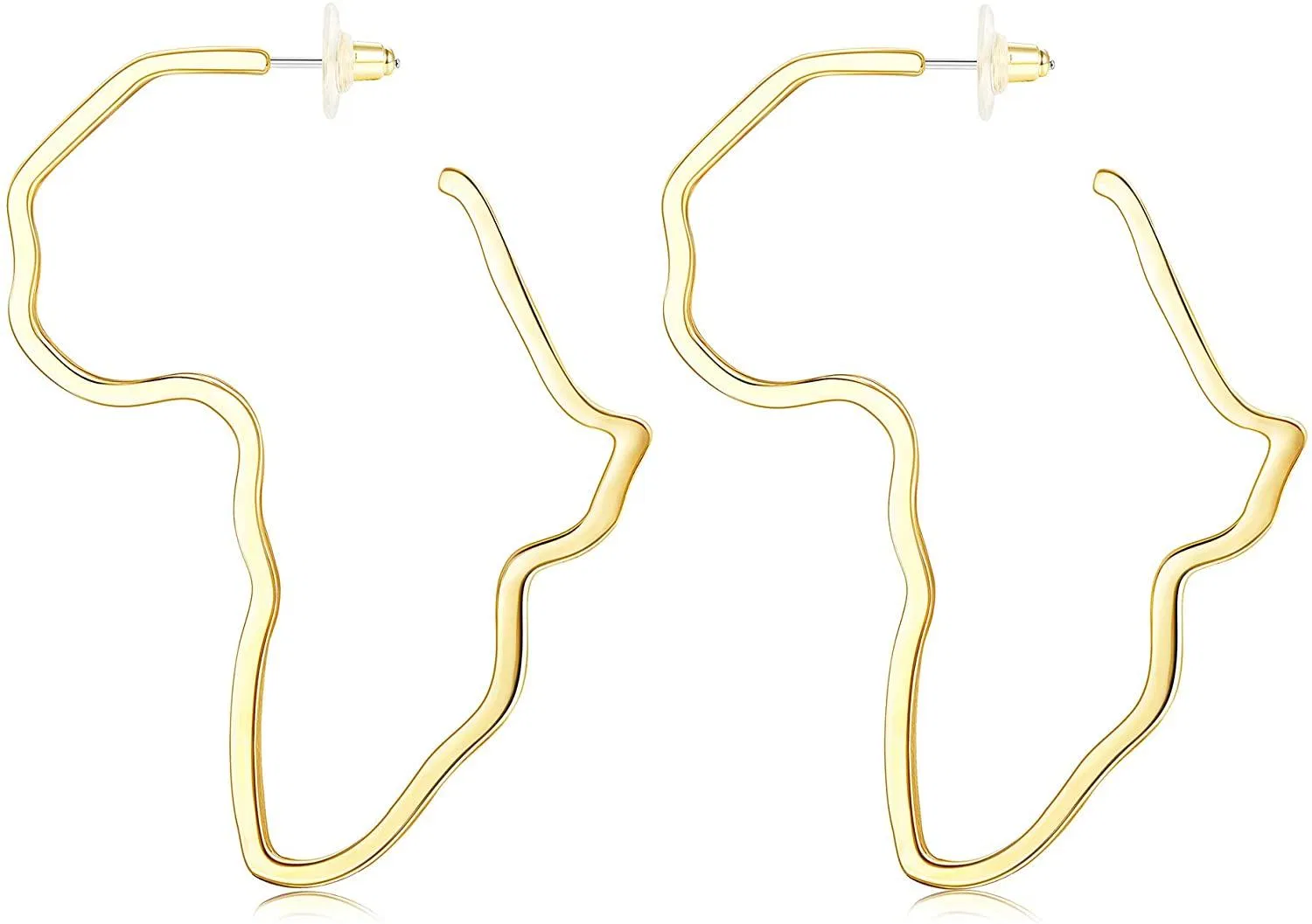 2 Pcs Stainless Steel African Map Earrings Ethnic Style Dangle Earrings Fashion Africa Drop Hoop Earrings for Women Jewelry - Grocery