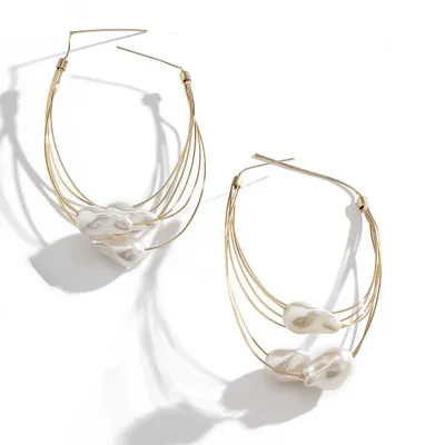 Multi-layered Tassel Geometry Copper Earpiece Earrings - Grocery