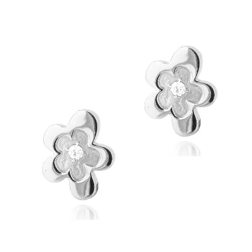 Stainless Steel CZ Flower Stud Earrings - Grocery