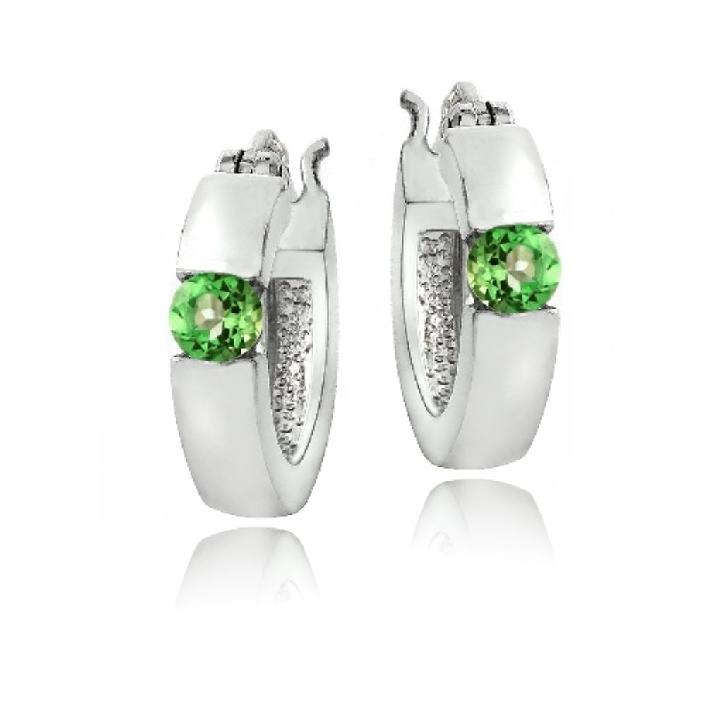 Sterling Silver Peridot Topaz Huggie Earrings - Grocery